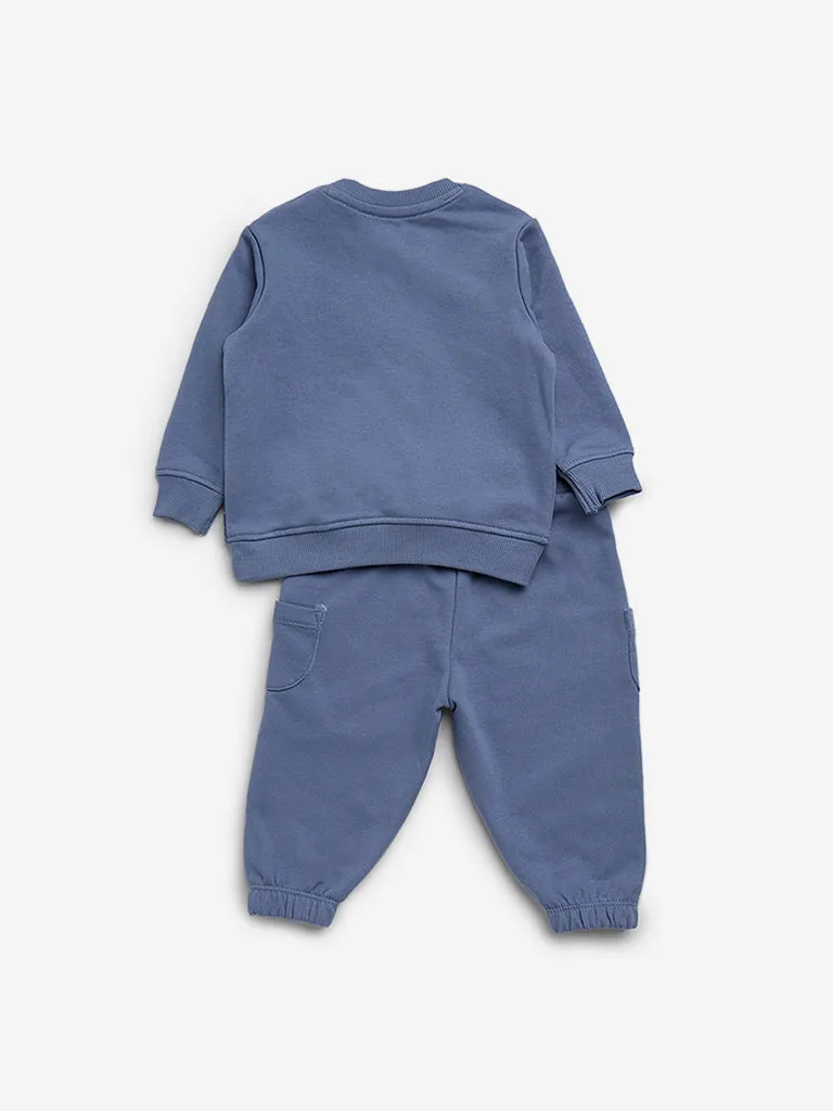 HOP Baby Blue Animal Design T-Shirt with Joggers Set