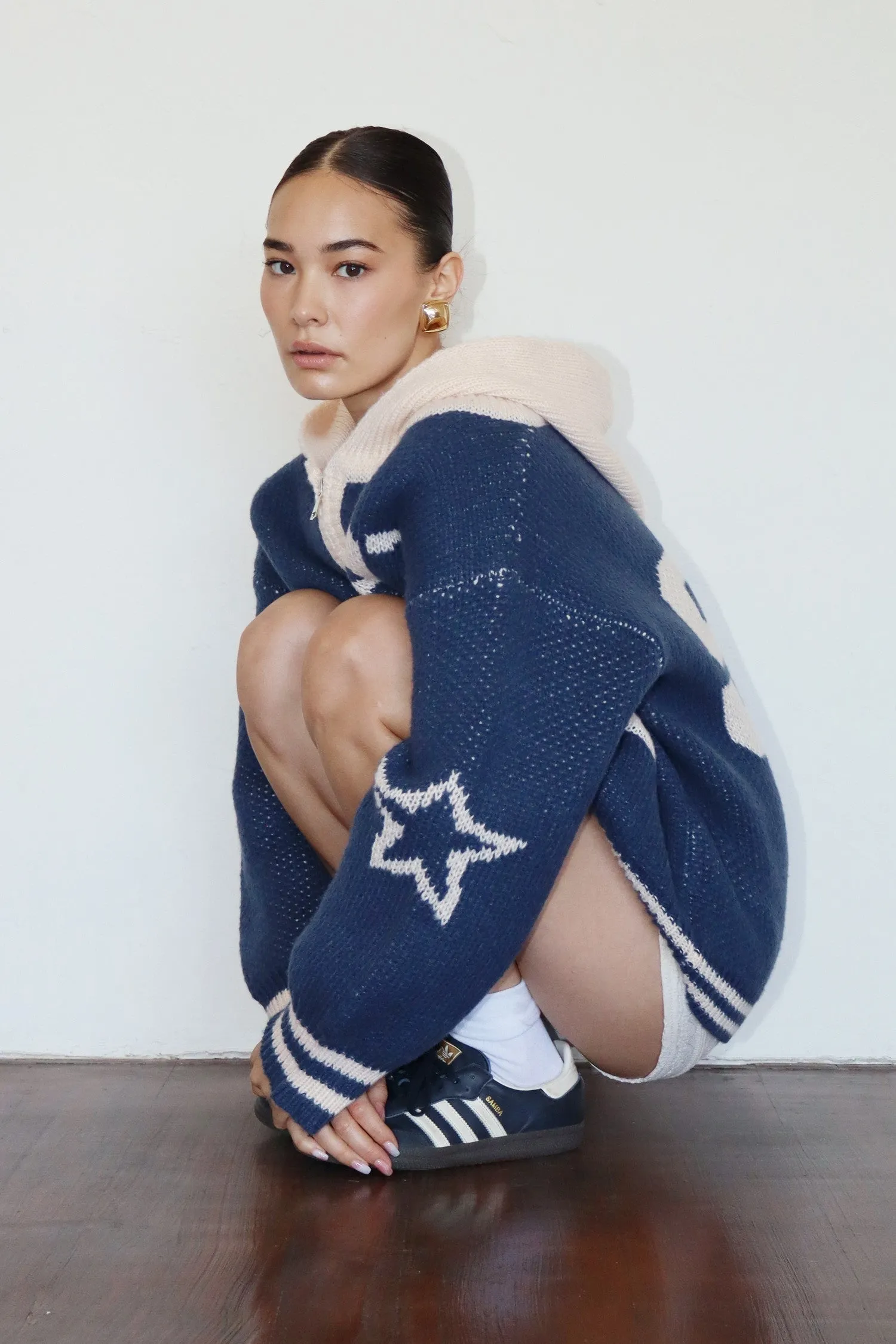 Jerry Varsity Oversized Knit Hoodie