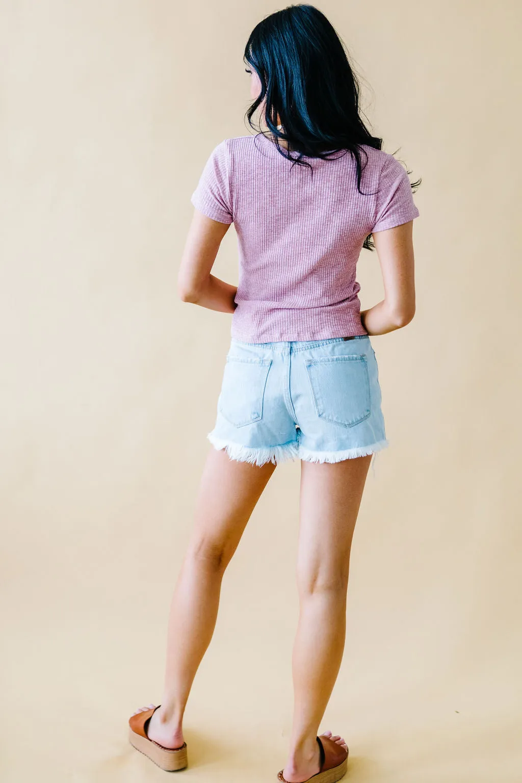 Jillian High Rise Distressed Shorts // Light Indigo