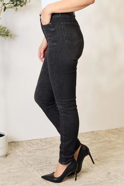 Judy Blue, High Waist Tummy Control Black Wash Skinny Jeans