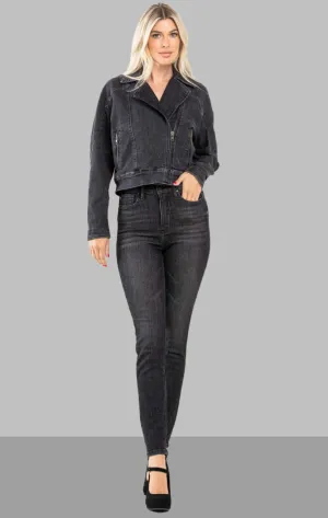 Judy Blue, High Waist Tummy Control Black Wash Skinny Jeans