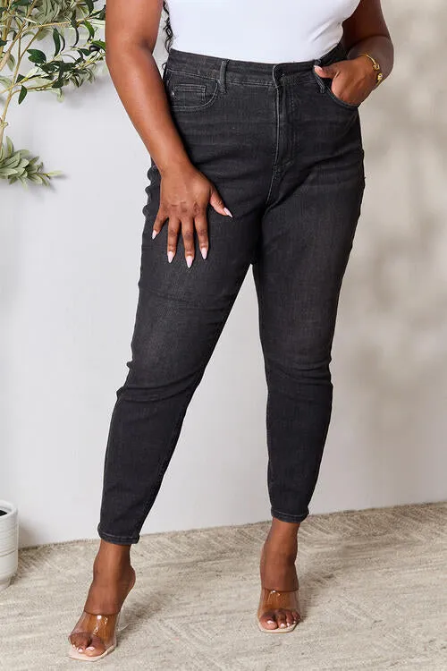 Judy Blue, High Waist Tummy Control Black Wash Skinny Jeans