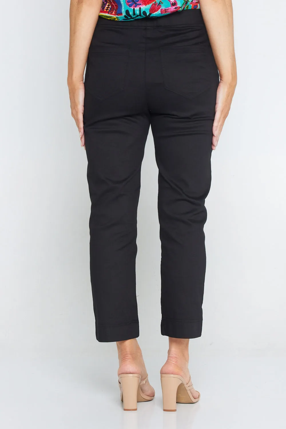 Kayla Pull On 7/8 Stretch Pants - Black