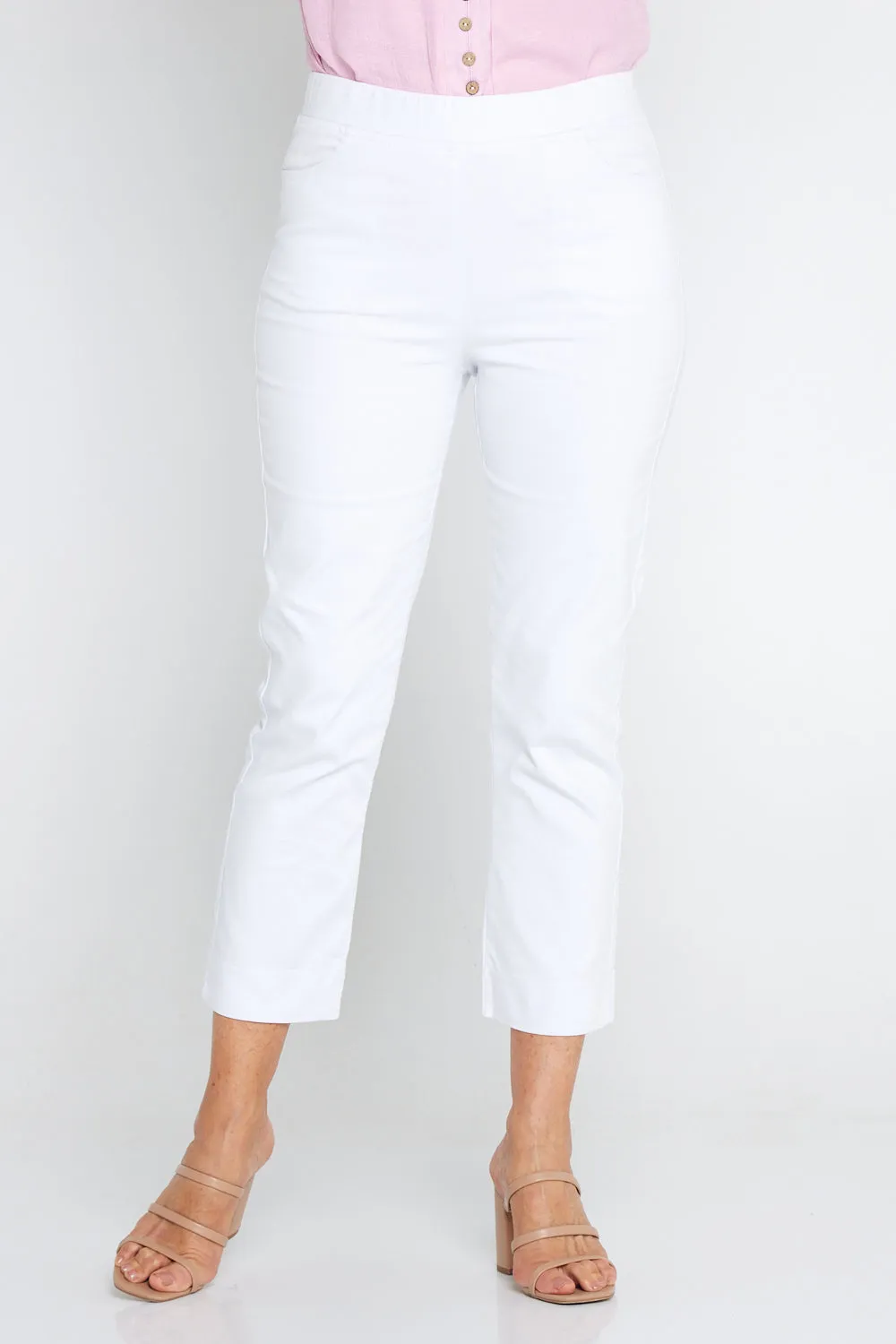 Kayla Pull On 7/8 Stretch Pants - White