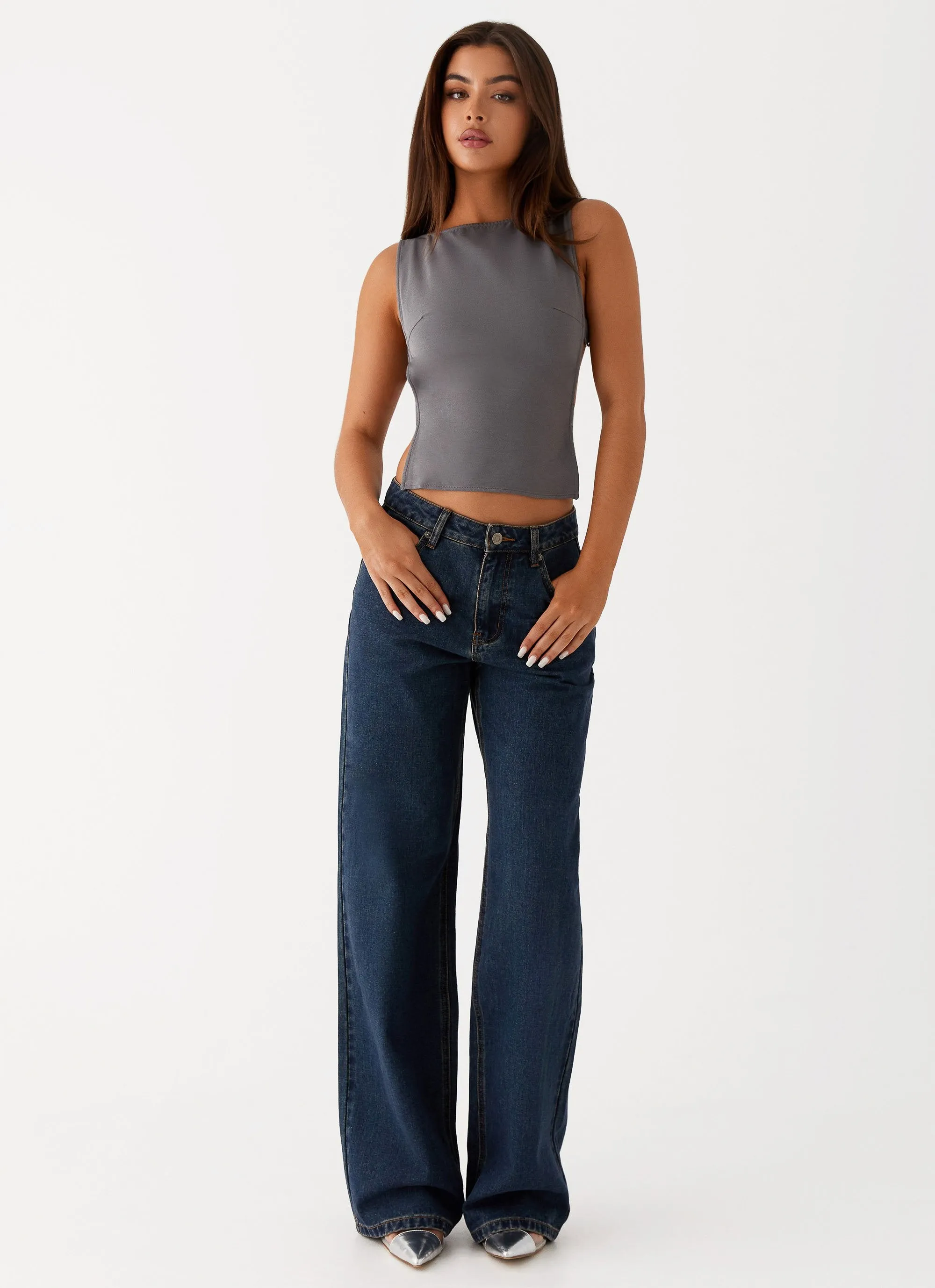 Keanna Low Rise Denim Jeans - Washed Denim