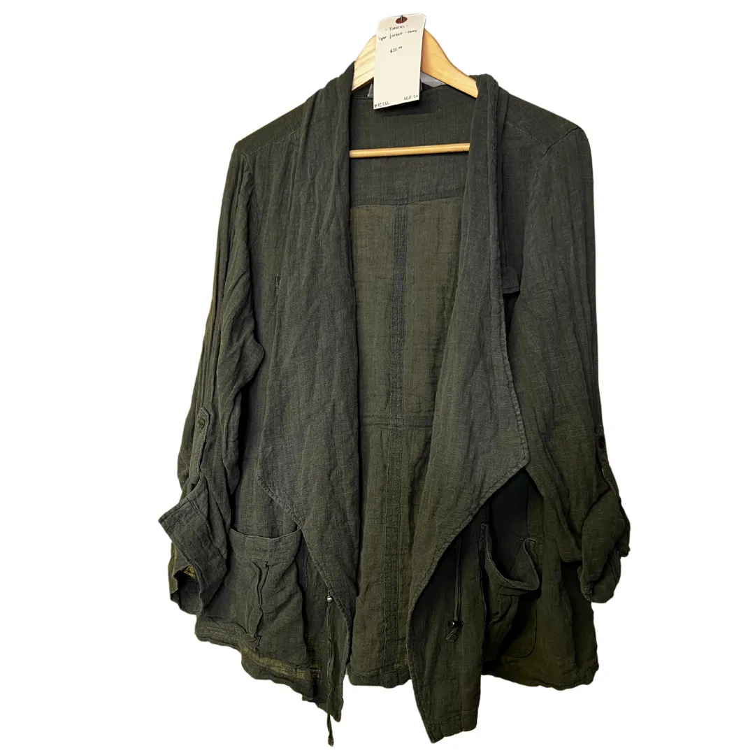 khaki green cropped jacket - 2X