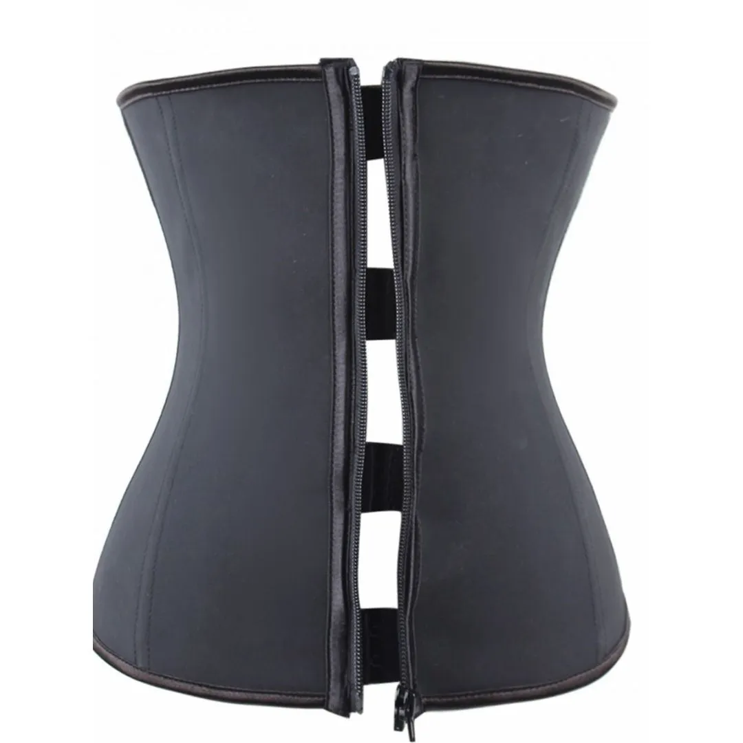 Latex Zipper With Hooks Closure Waist Cincher