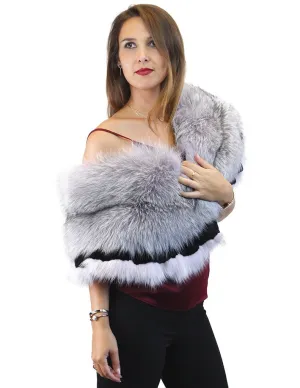 LIGHT PURPLE LAVENDER DYED SILVER FOX FUR & RABBIT FUR COLLAR/SHAWL/WRAP