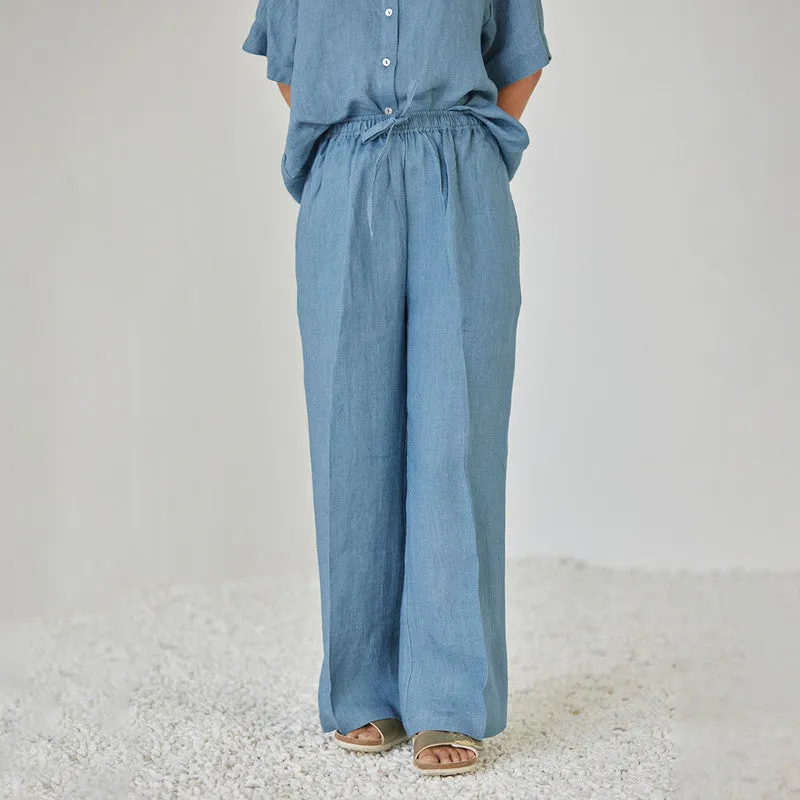 Linen Pant For Women | High Waist | Blue