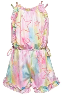 Little Girl’s Seashell Star Pastel Tie Dye Romper