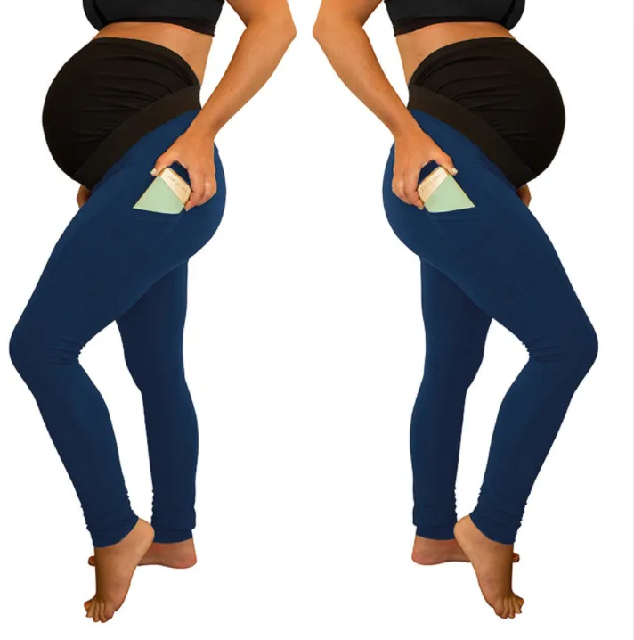 Long and high waist side pocket Maternity Pants