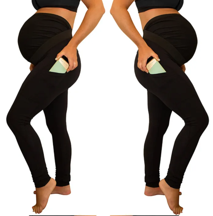 Long and high waist side pocket Maternity Pants