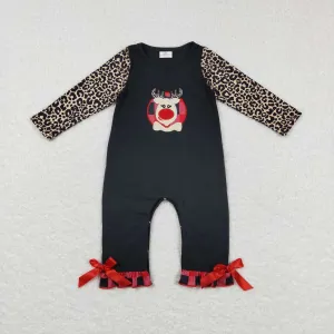 LR0730 baby girl embroidery deer girl christmas romper