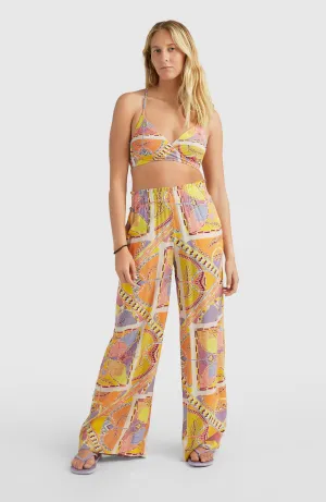 Malia High-Waist Beach Pants | Yellow Scarf Print