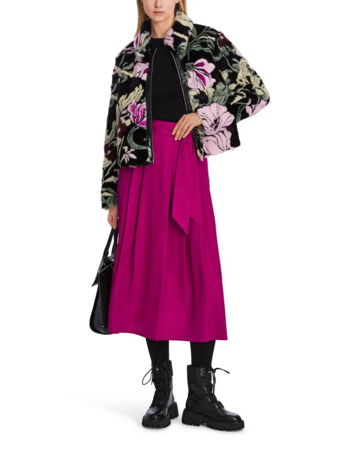 Marc Cain Floral Faux Fur Bomber Jacket