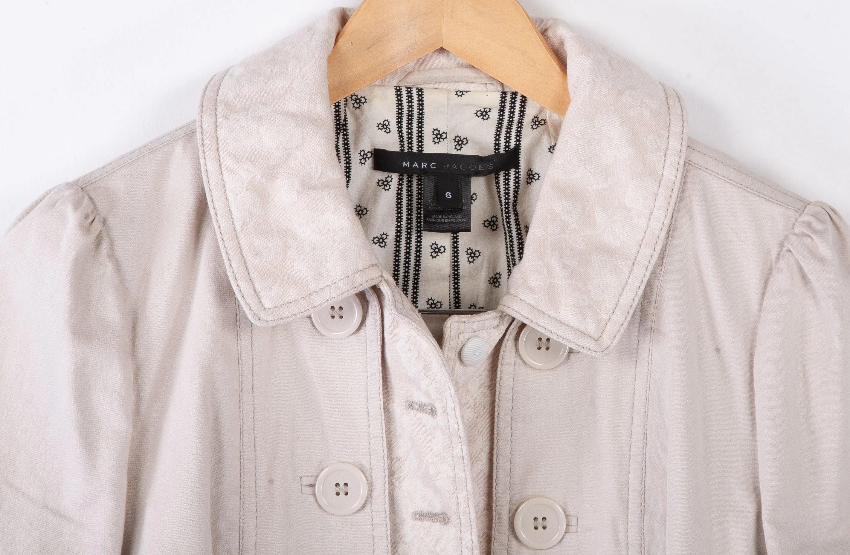 Marc Jacobs Cropped Military Style Jacket Cotton Cream UK10 US8