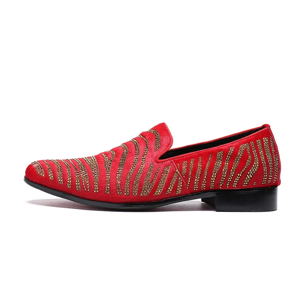 Men Printed Slip On Red Loafer