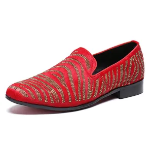 Men Printed Slip On Red Loafer