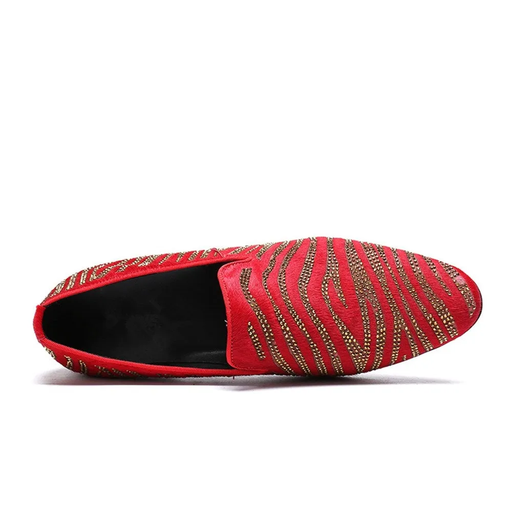 Men Printed Slip On Red Loafer