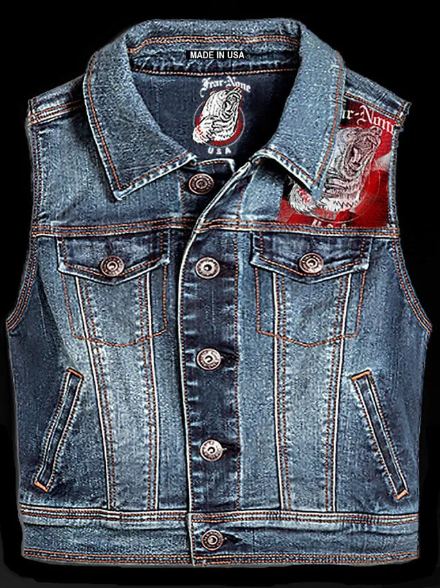 Mens Bear Rider Denim Highway Vest