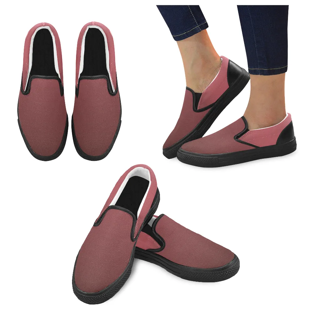 Men's Big Size Wine Colour Solids Print Slip-on Canvas Shoes