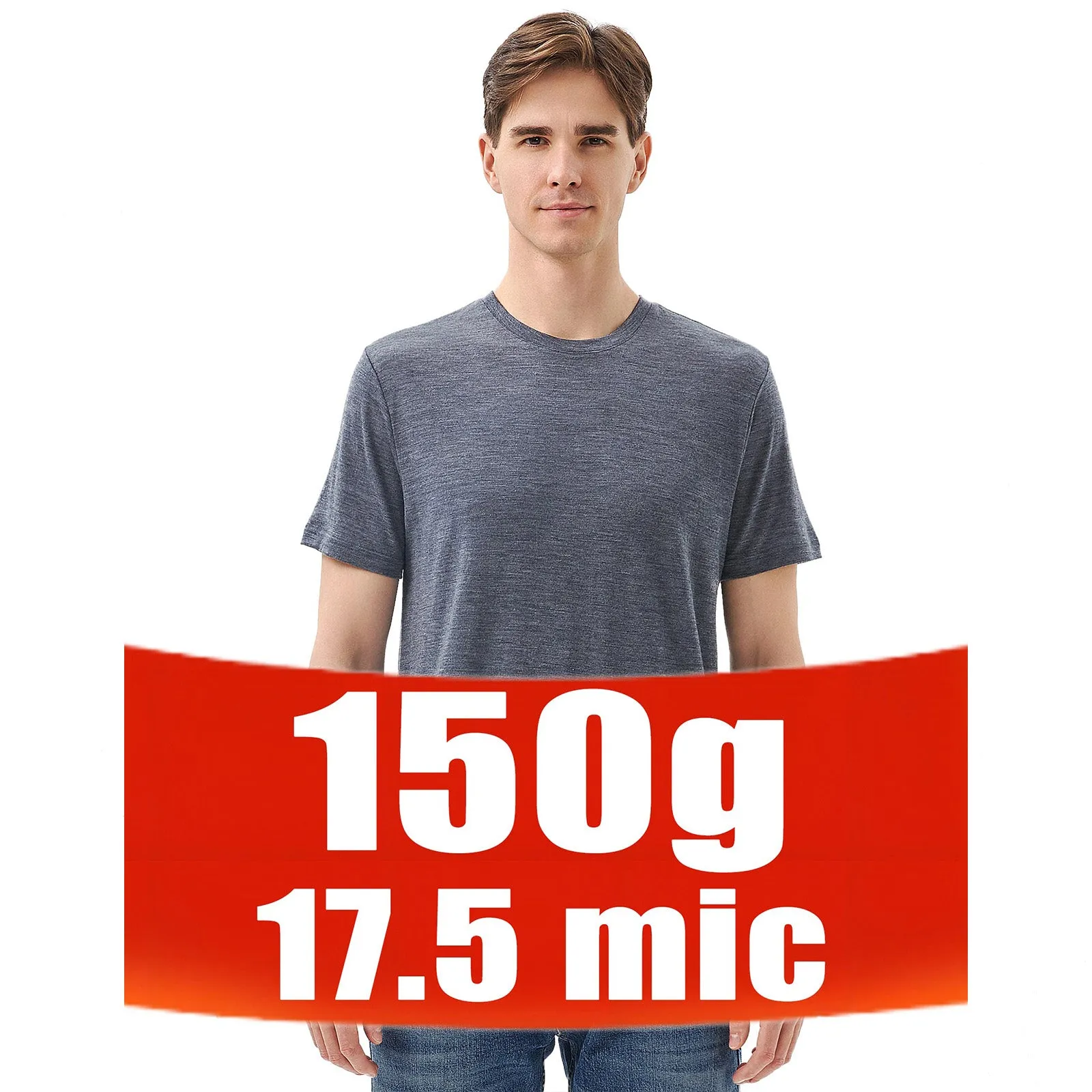 Men's Merino 150g Classic Short Sleeve T-Shirt Dark Grey