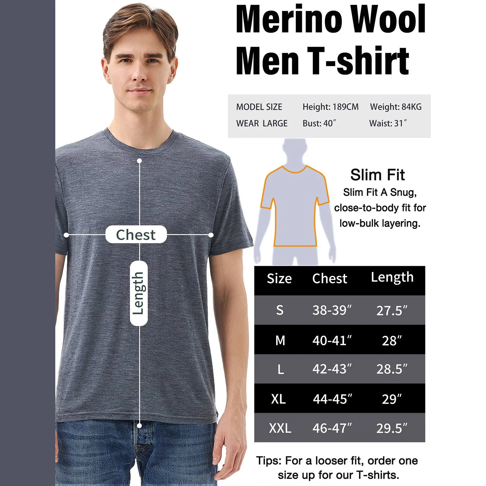 Men's Merino 150g Classic Short Sleeve T-Shirt Dark Grey