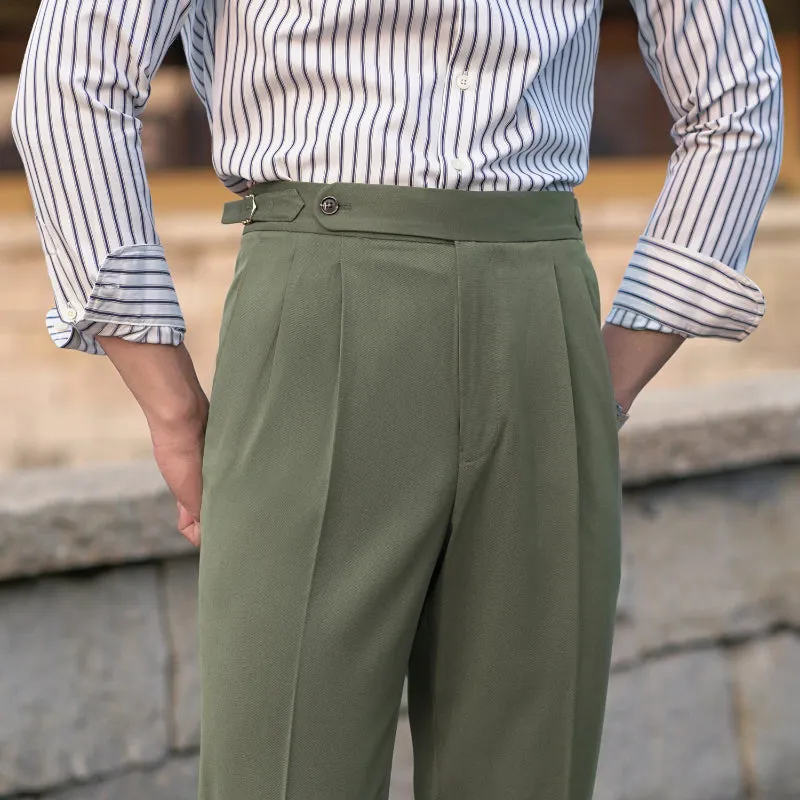 Men's Slim High Waist Straight Casual Retro British Pants