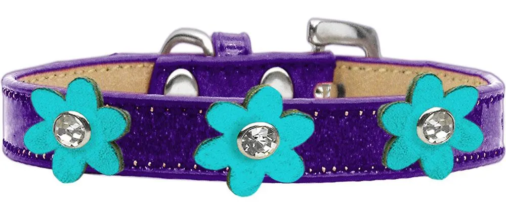 Metallic Flower Ice Cream Collar Purple With Metallic Turquoise Flowers Size 16