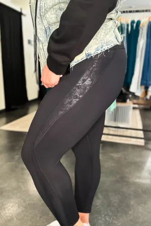 Metallic Splice High Waist Legging