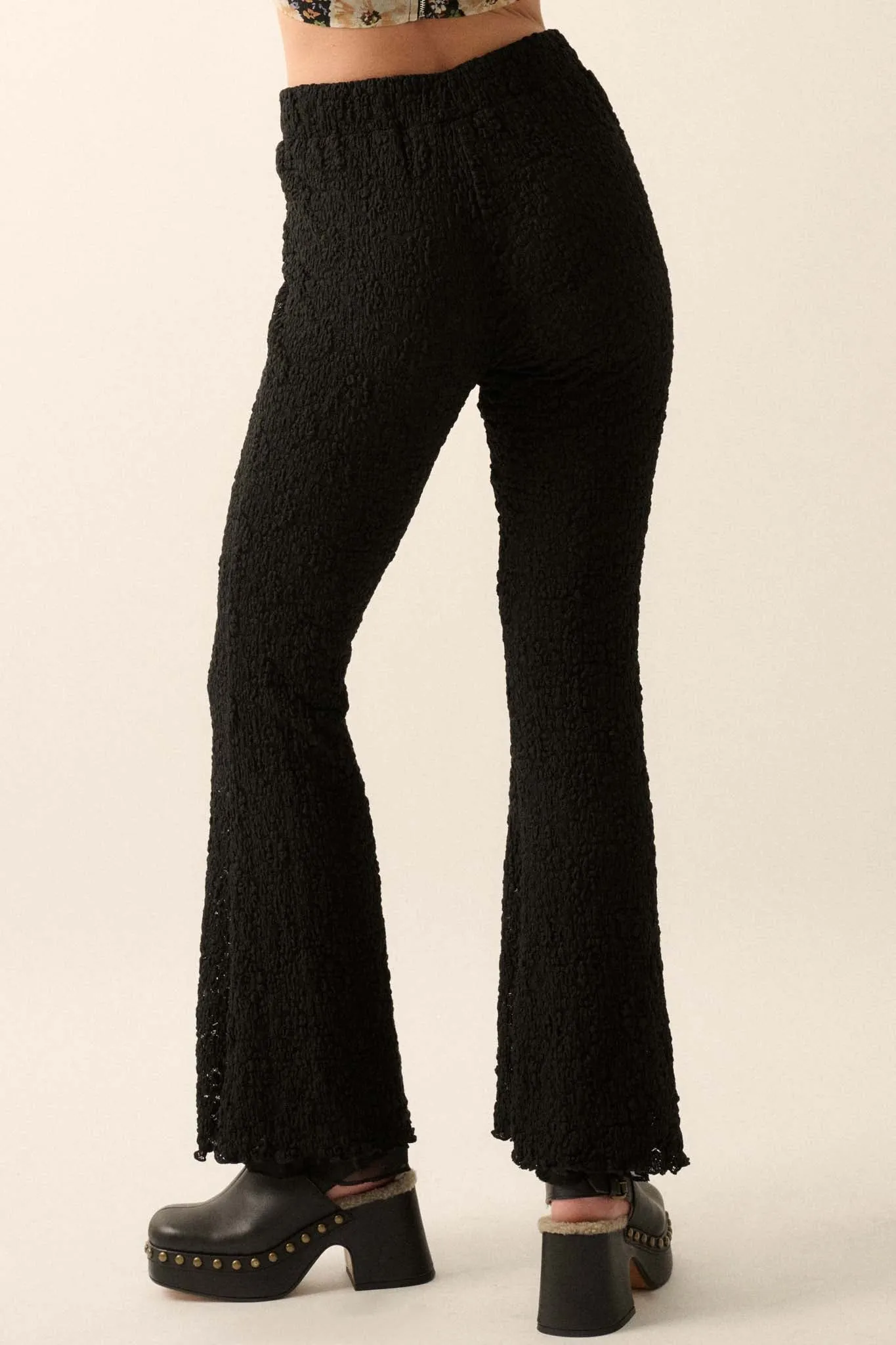 Midnight Moves Floral Lace Flare Pants