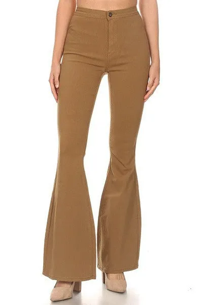 Mocha High Waist Super Stretch Disco Bell Bottom Pants