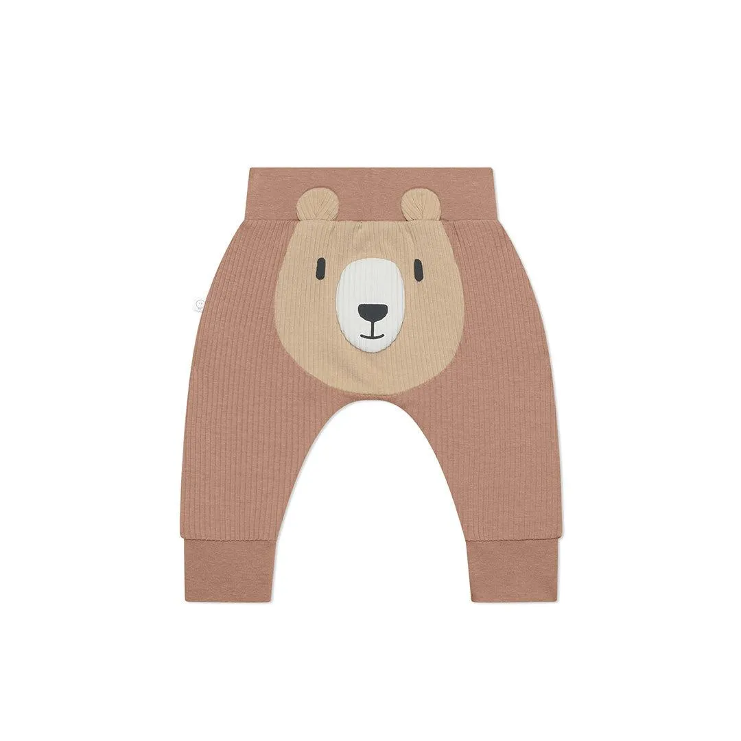 MORI Bear Face Ribbed Joggers - Bear   Brown