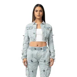 Multi Bungee Cropped Jacket - Speckle Blue