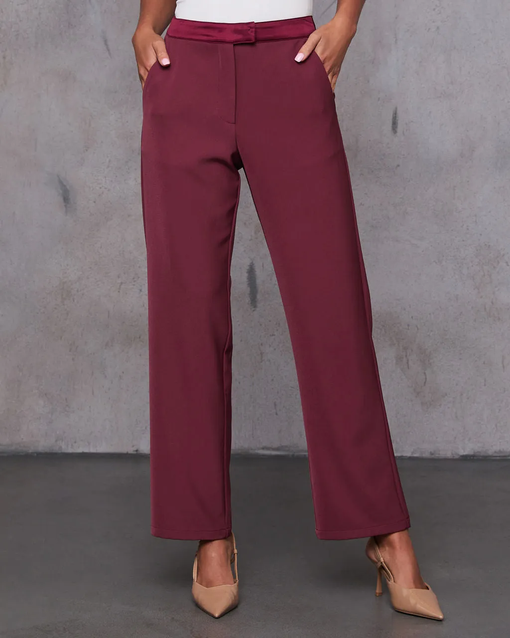 Nasha Satin Contrast High Waist Pants