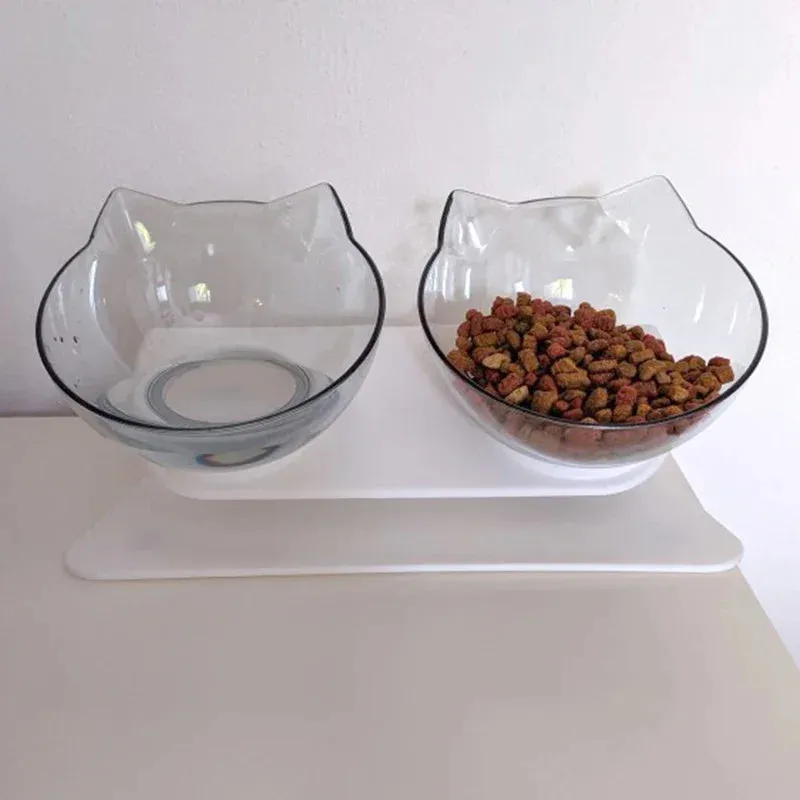 Non-Slip Double Cat and Dog Bowl with Stand – Pet Feeding and Water Bowls for Cats and Dogs