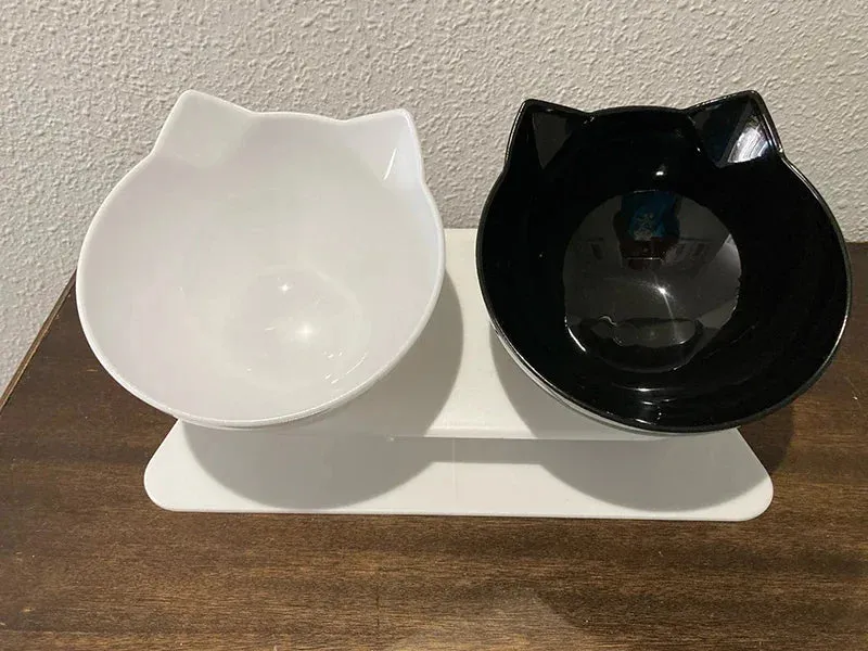 Non-Slip Double Cat and Dog Bowl with Stand – Pet Feeding and Water Bowls for Cats and Dogs