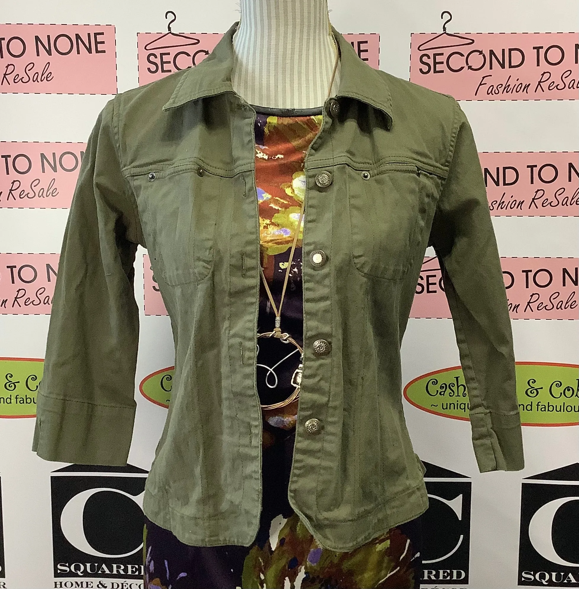 Olive Denim Look Jacket (Size S)