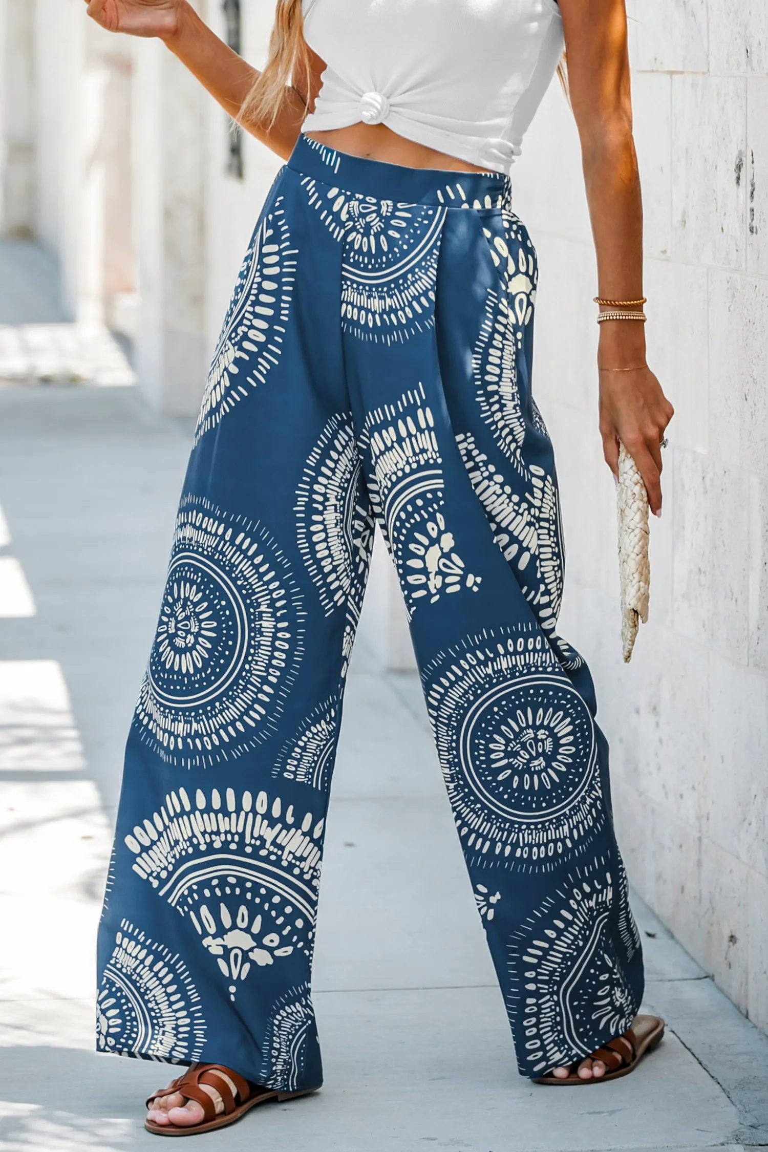 Ornate Print High Waist Pants