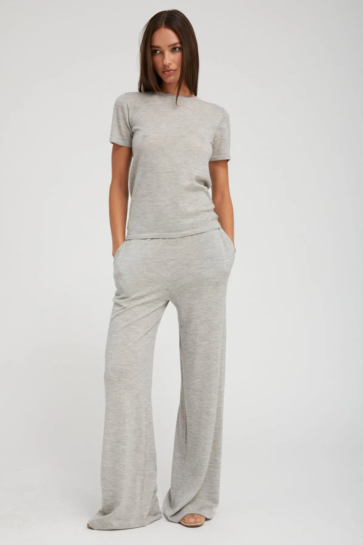 Oxford Ultra Fine Cashmere Wide Leg Pants