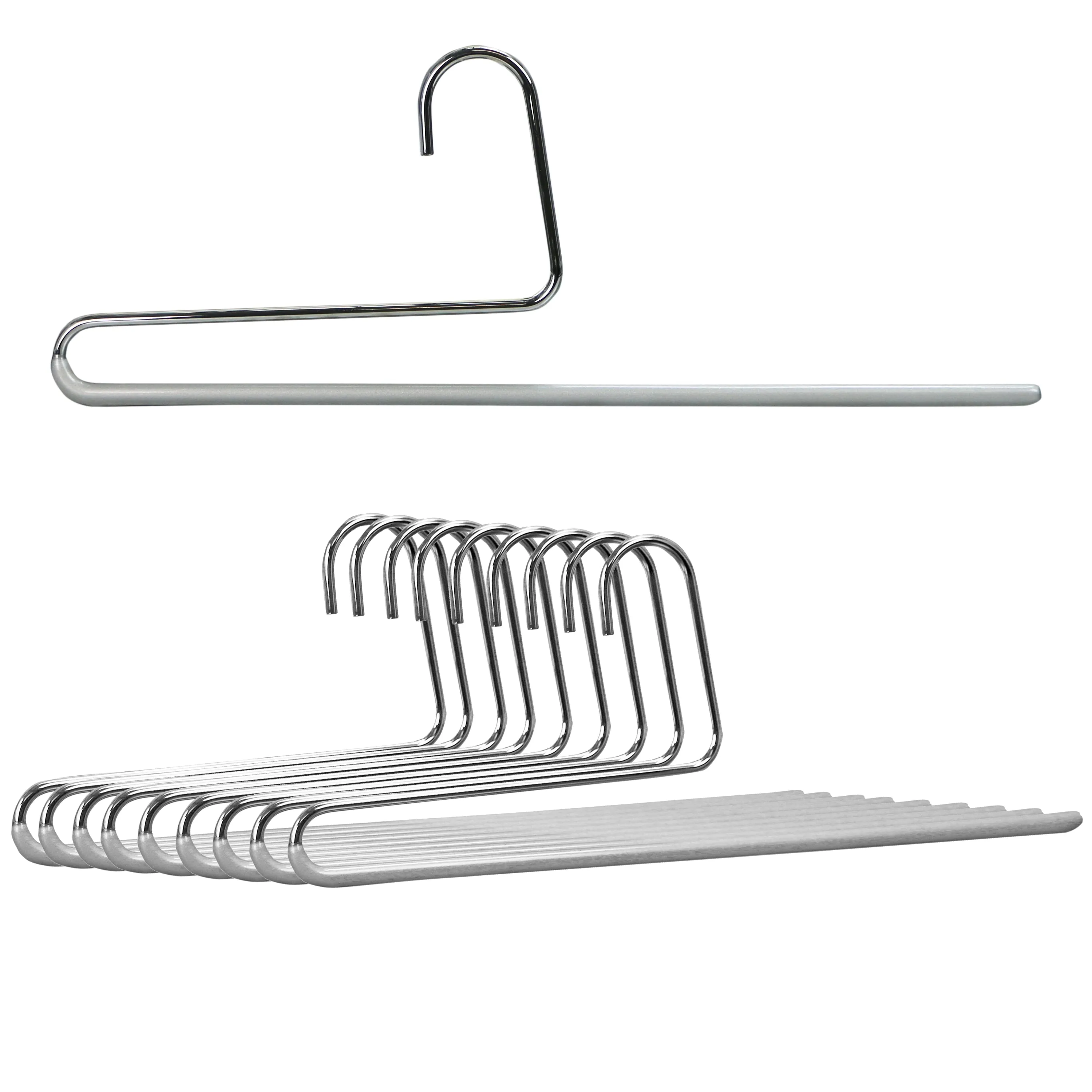 Pant Hanger with Grip Coating, Reverse Hook, KH-35U, Silver