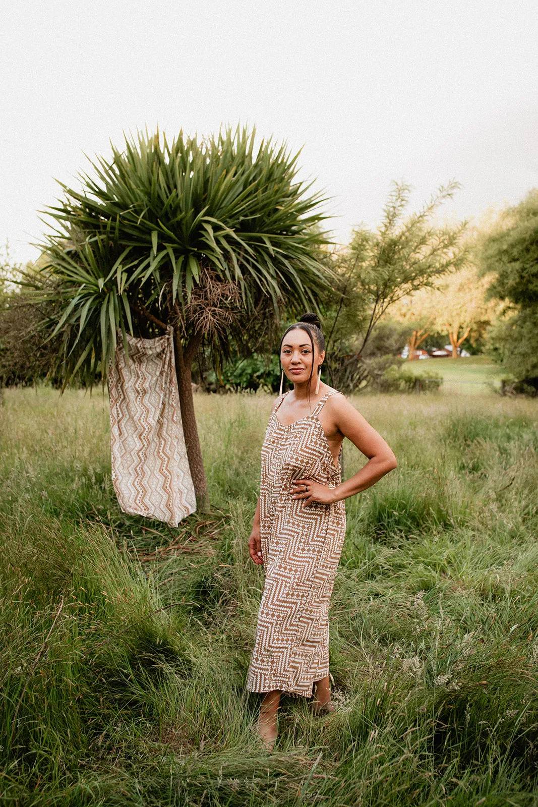 Papakirango Jumpsuit - White & Brown