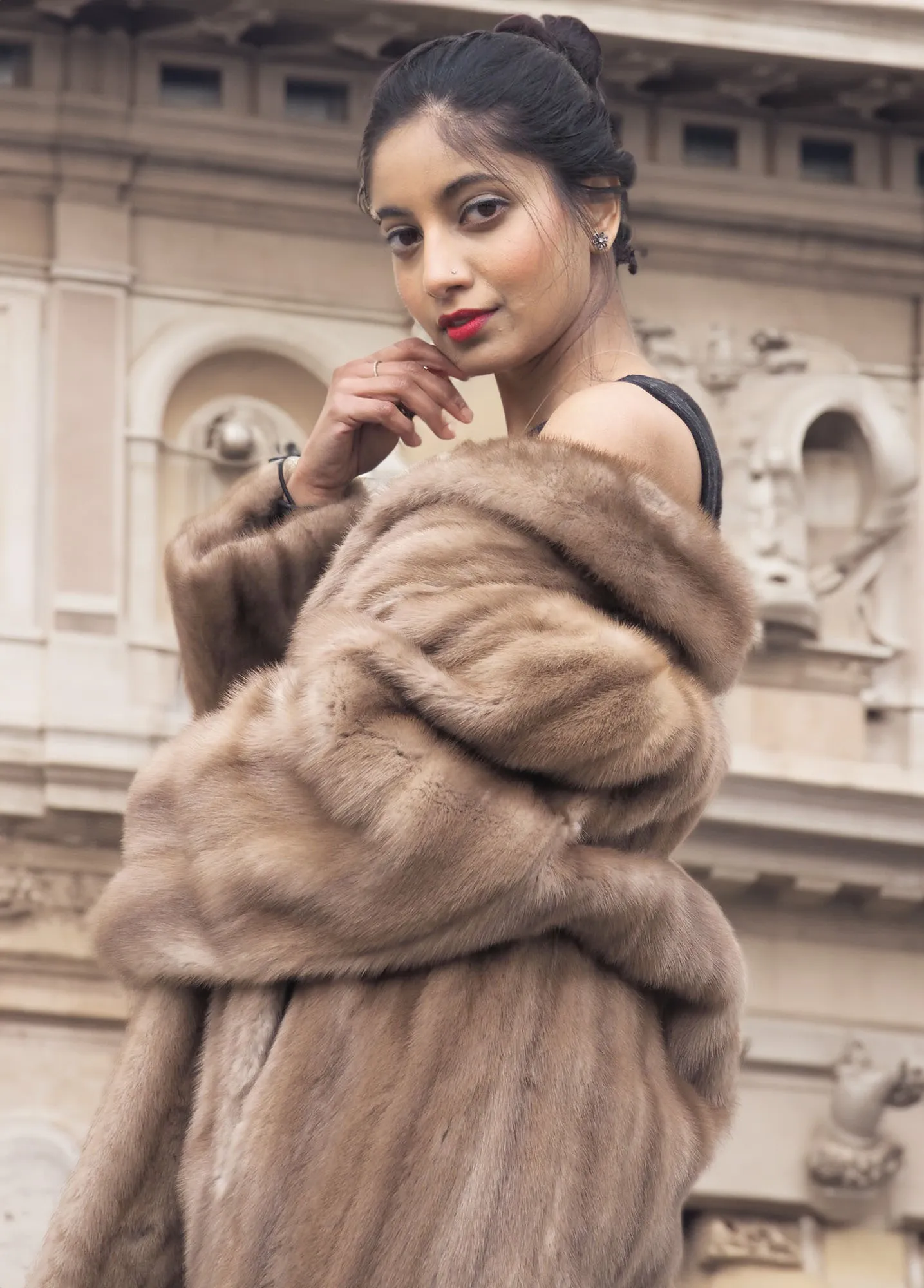 Pastel Light Brown Mink Fur Coat Coats M