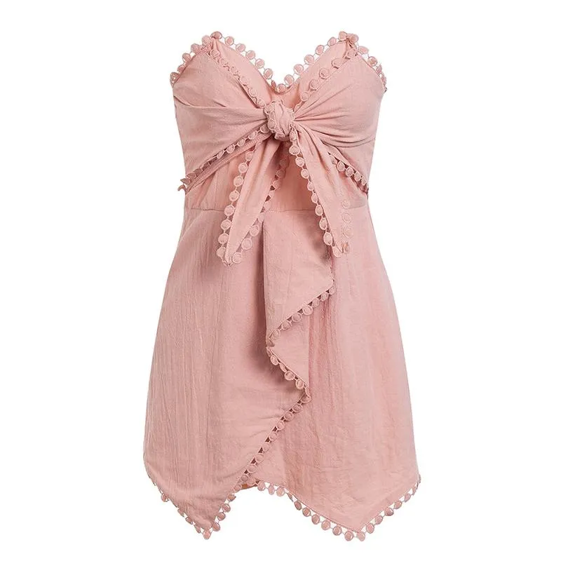 Pink off shoulder girls playsuit