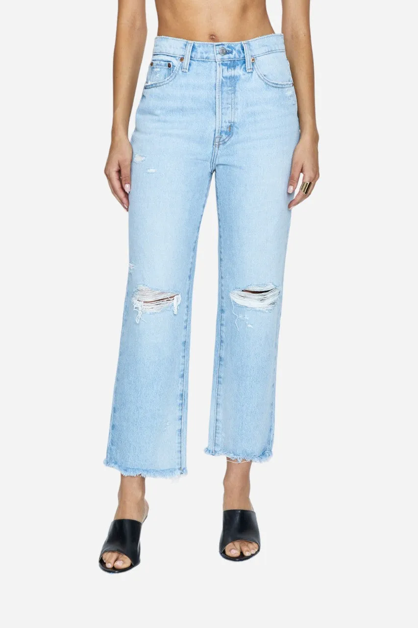 Pistola Cassie Crop High-Rise Straight Jeans in Daytrip Distressed