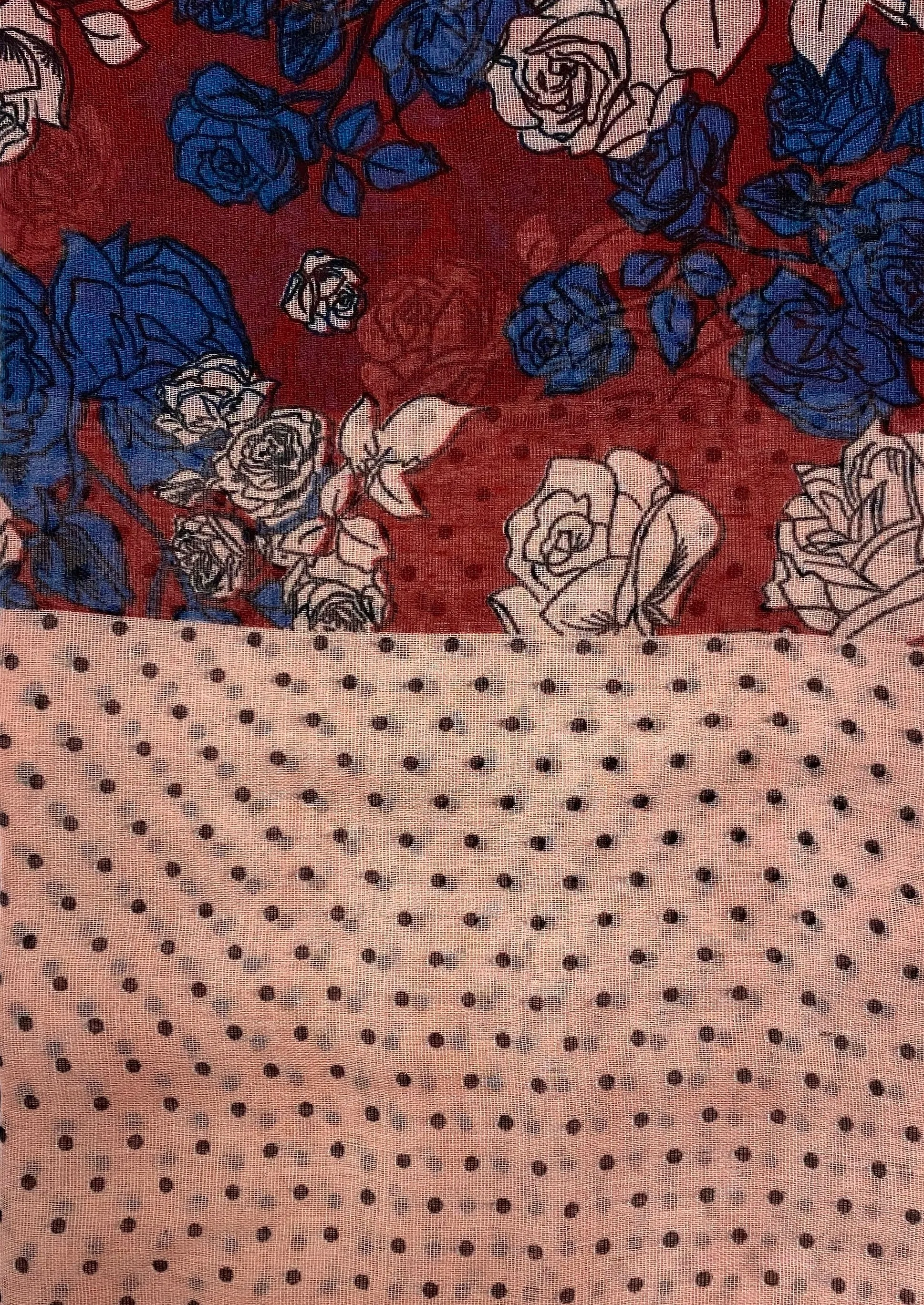 Polka   Red Roses Printed Viscose