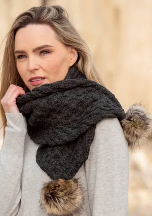 Pom Pom Scarf - Charcoal