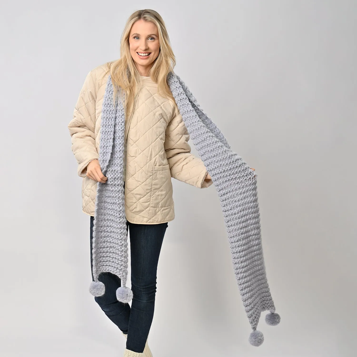 Pom Pom Scarf Knitting Kit