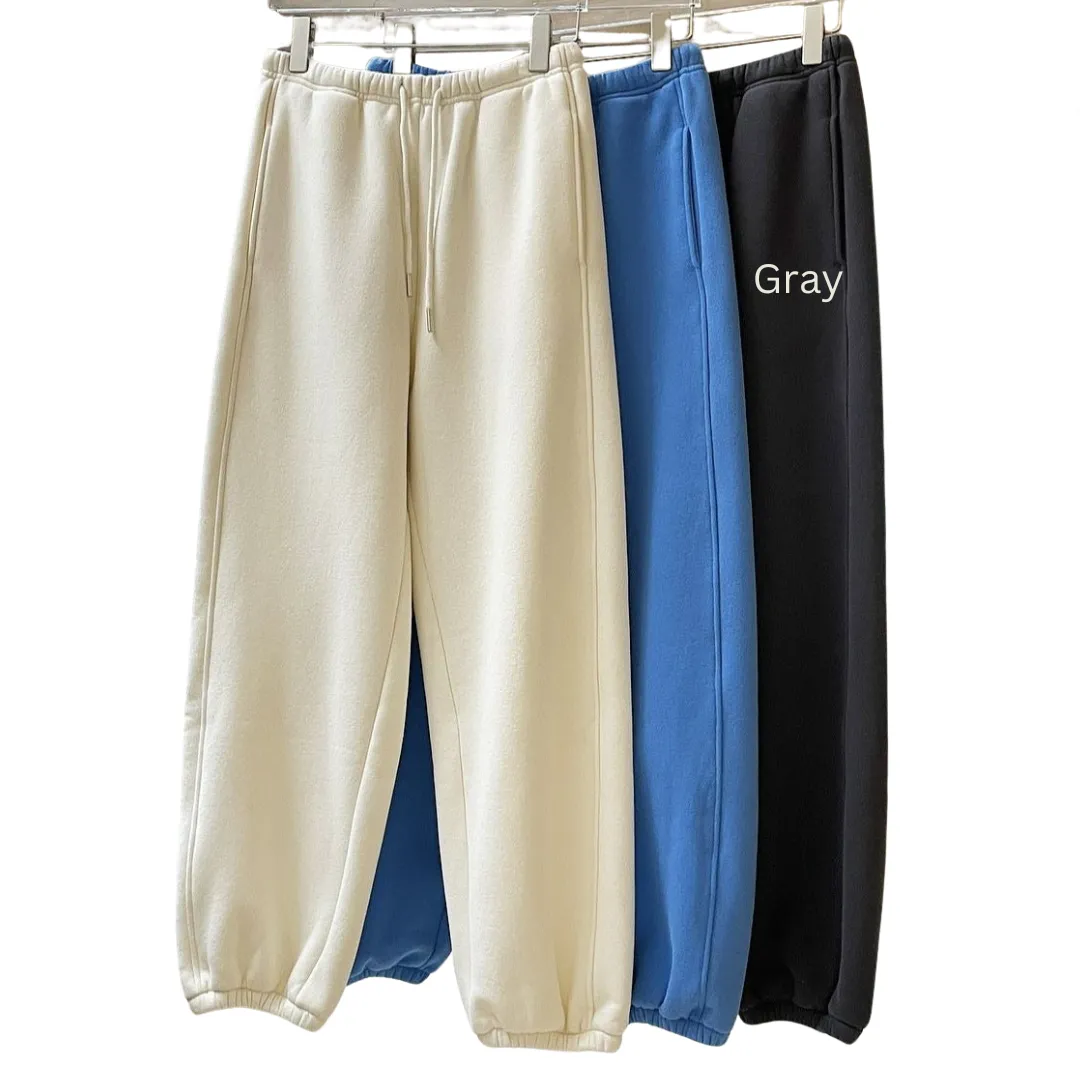 Pre Order:  Drawstring Elastic Waistband Brushed Wool Loose Casual Sweatpants