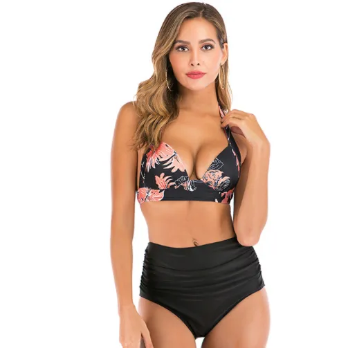 Printed High-waisted Two-piece Swimsuit